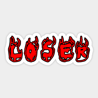 Loser red flames black outline Sticker